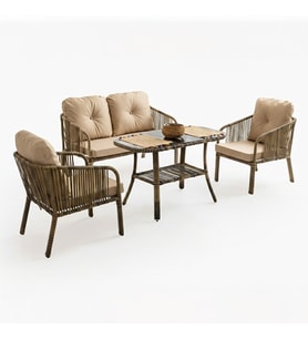Capri Swing Artemis İkili Rattan Balkon Bahçe Takımı  Açık Kahve 