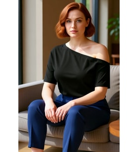 Moda Büyük Beden Devrik Yaka Örme Regular Düz Desen Casual Günlük Crop Kısa Kol Bluz