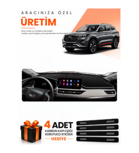 CHERY TİGGO 8 PRO (2018-2024) Uyumlu Torpido Koruma Örtüsü Oto Kılıfı - Siyah Gri