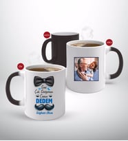 BK Gift Kişiye Özel Canım Dedem Tasarımlı Fotoğraflı Sihirli Kupa Bardak-2 (Beyaz)