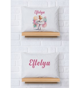 Pia Baby Premium %100 Pamuk İkili İsim Yazılı Kız Bebek Yastık Kılıfı – 35x45 cm Organik Baskı 5044-13 (Ekru)