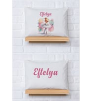Pia Baby Premium %100 Pamuk İkili İsim Yazılı Kız Bebek Yastık Kılıfı – 35x45 cm Organik Baskı 5044-13 (Ekru)