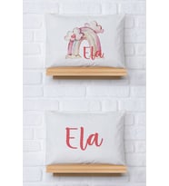 Pia Baby Premium %100 Pamuk İkili İsim Yazılı Kız Bebek Yastık Kılıfı – 35x45 cm Organik Baskı 5042-13 (Ekru)