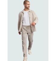 Erkek Regular Fit Rahat Beli Lastikli Duble Paça Pantolon Dokuma Kumaş Günlük Kullanım Hafta Sonu (Bej)