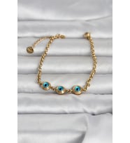 316L Çelik Gold Renk Nazarlı Kadın Bileklik 5886 - SSSSSS9186-1211