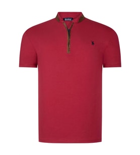 T8571 DEWBERRY FERMUARLI ERKEK T-SHIRT-DÜZ BORDO (Karışık)
