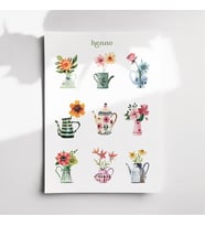 Bidonda Çiçekler Temalı Sticker Seti (1 adet A6)  Ajanda, Journal, Planner Çıkartma (Çok Renkli)