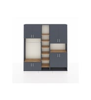 Arges Dolap 18 Raflı 8 Kapaklı Tek Askılı 220x30x243 Antrasit-Antrasit/Çam