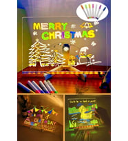 7 Özel Kalem Hediyeli Işıklı Yazı ve Not Tahtası 20cmx20cm Led Işıklı Neon Yazı Tahtası 7 Özel Kalem