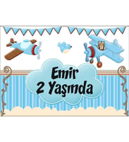 Uçak Temalı Doğum Günü Afişi 35X50 cm