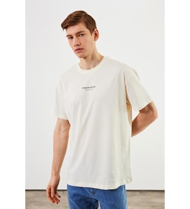 Leo Erkek Oversize Tshirt %100 Pamuk Bisiklet Yaka Baskı Detaylı Basic Tişört MTLCE81