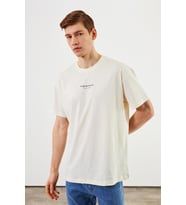 Leo Erkek Oversize Tshirt %100 Pamuk Bisiklet Yaka Baskı Detaylı Basic Tişört MTLCE81
