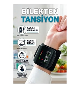Şarjlı Bilekten Dijital Tansiyon Ölçer – Geniş Ekranlı Kolay Okunabilir Gösterge