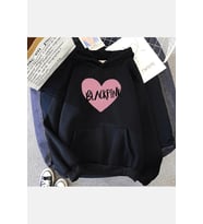 Black Pink Kalp Kapşonlu Sweatshirt