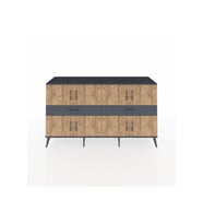 Hyperion Konsol 4 Raflı 6 Çekmeceli 3 Kapaklı 176x44x99 Antrasit-Çam/Antrasit