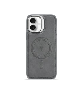 iPhone 16 GripStand MagSafe Deri Kılıf Gri