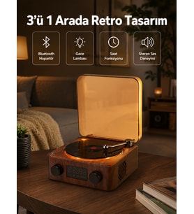 Stereo Bluetooth Hoparlör - Gece Lambalı Ve Saat Göstergeli Yeni Nesil