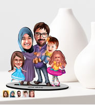 BK Gift Kişiye Özel Aile Karikatürlü Ahşap Biblo Model-9