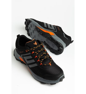 Erkek Treking Spor Ayakkabı Siyah Turuncu İthal Bağcıklı