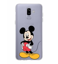 Samsung Galaxy J8 Kapak Mickey Mouse Tasarımlı Şeffaf Silikon Kılıf