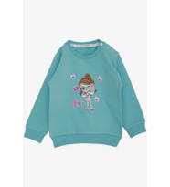 Breeze Kız Çocuk Sweatshirt Havalı Kız Baskılı 1.5-5 Yaş, Su Yeşili