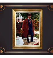Özel Seri Paspartulu Çerçeveli Atatürk Tablo l639 (Gold)