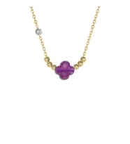 Demas Gold  Pirlanta 14 Ayar Altin Dorikalı Ametist Renkli Van Taşlı Kolye