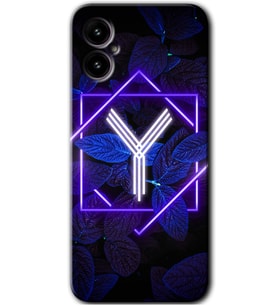 Omix X3 Kılıf HD Desen Baskılı Arka Kapak - Dark Neon Yaprak Y Harfi