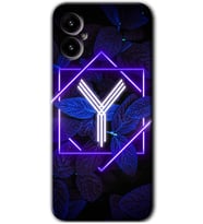 Omix X3 Kılıf HD Desen Baskılı Arka Kapak - Dark Neon Yaprak Y Harfi
