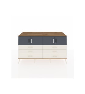 Kronos Konsol 2 Raflı 6 Çekmeceli 4 Kapaklı 176x59x99 Çam-Antrasit/Aytaşı