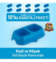 Kedi ve Köpek İkili Büyük Mama Kabı - 10 Adet