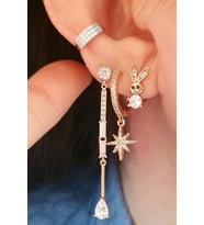 İCEDOUT PLAKA SIKIŞTIRMALI KIKIRDAK KÜPE (EARCUFF) (Gold)