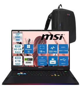 MSI Raider 18 Max Hx A2WJ-1059TR Intel Core Ultra 9 290HX Plus 80GB Ddr5 8tb SSD Rtx 5090 24GB 175W Windows 11 Pro 18” Uhd+ (3840X2400) Miniled 120HZ IPS Oyuncu Bilgisayarı 1059TRP20 + Zetta Çanta