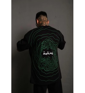 Erkek Kısa Kol Yazlık Tişört Bisiklet Yaka Baskılı Oversize T-Shirt - Siyah
