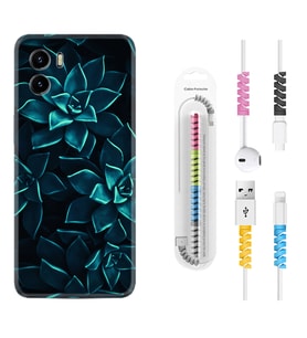 Vivo Y15S Y32 Y33S Y51 Y53S Kılıf Kablo Koruma Spiral Silikon Mistik Çiçekler 1650