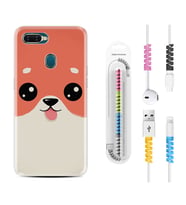 Oppo A5S A15 A16 A54 A55 A73 A74 Kılıf Kablo Koruma Spiral Silikon Sevimli Köpek 1731