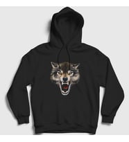 Presmono Unisex Siyah Rage Wolf Kurt Kapüşonlu Sweatshirt 307181tt