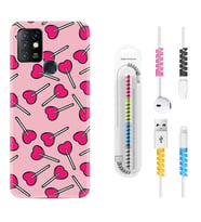 INFINIX Hot 8 9 10 11S Hot 10 Play 10T Kılıf Kablo Koruma Spiral Silikon Heart Lollipop 1414