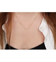 Glorria Gümüş 3 Boyutlu Minimalist P Harfi Kolye (Çok Renkli)