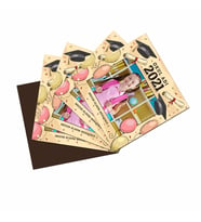 Kişiye Özel Fotoğraflı Mezun Oldum Magnet (6 Adet) (Pembe)