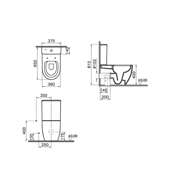 VitrA Sento 5987B003-0092 Rim-ex Duvara Tam Dayalı Klozet, 65 cm