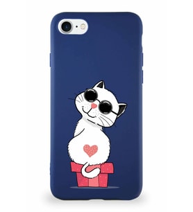 Apple iPhone 7 Soft Premier Kapak Coolcat Tasarımlı Silikon Kılıf - Lacivert (Şeffaf)