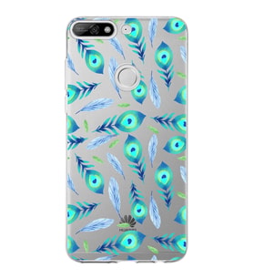 PrintiFy Huawei Y7 2018 ile Uyumlu 1mm Slim Fit Nazar Boncuğu 3 Baskılı Şeffaf  Kılıf