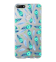 PrintiFy Huawei Y7 2018 ile Uyumlu 1mm Slim Fit Nazar Boncuğu 3 Baskılı Şeffaf  Kılıf