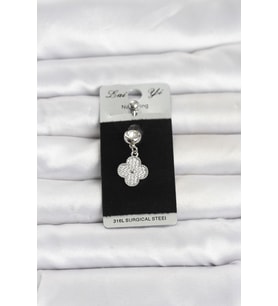 316L Cerrahi Çelik Sallantılı Yonca Model Göbek Piercing 5886 - HPSBYI5105-6610