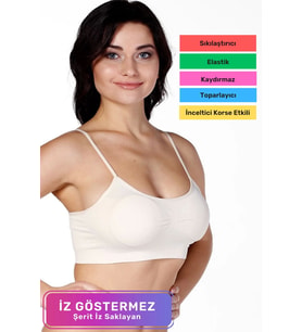 Yeni Sezon Esnek Askılı Pedli Rahat Kadın Konforlu İnce Askılı Pedli Kadın Büstiyer İç Giyim (Ten)