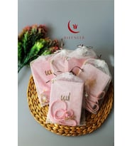 Hediyelik Tül Keseli Kadife Yasin ve İnci Tesbih Seti 5 Adet (Pembe)