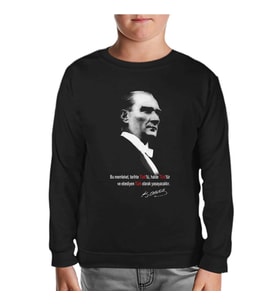 Atatürk - Ebediyen Türk Siyah Çocuk Sweatshirt
