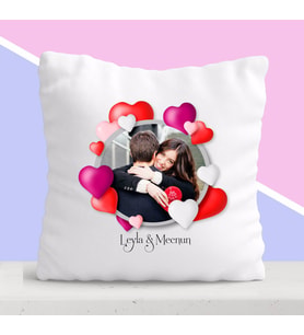 BK Gift Kişiye Özel Kalpli Fotoğraflı Yastık 13 (Beyaz)