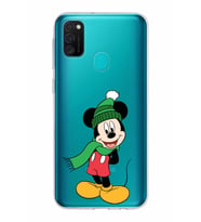 Samsung Galaxy M21 Kapak Mickey Mouse Tasarımlı Şeffaf Silikon Kılıf